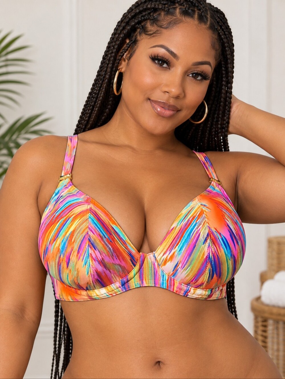 Freya Orange Multi-Color Underwire Bikini Top